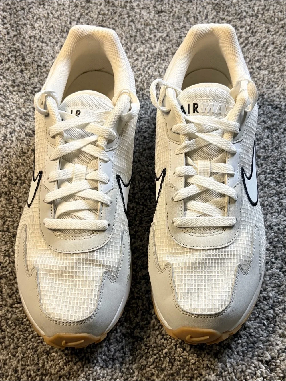 Nike Men's White and Black Air Max Low-Top Athletic Sneakers with Gum Outsole